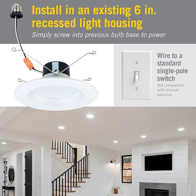 Armacost Lighting Retrofit Trim Smart Recessed RGB+WW LED Downlights for Remodel – 4 Pack