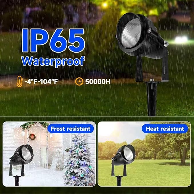Outdoor Christmas Spot Lights with Timer, 10W Metal RGB LED Landscape Spotlights with 16 Color Changing for Yard, House, Garden, Holiday Decor (2 Lights)