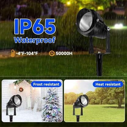 Outdoor Christmas Spot Lights with Timer, 10W Metal RGB LED Landscape Spotlights with 16 Color Changing for Yard, House, Garden, Holiday Decor (2 Lights)