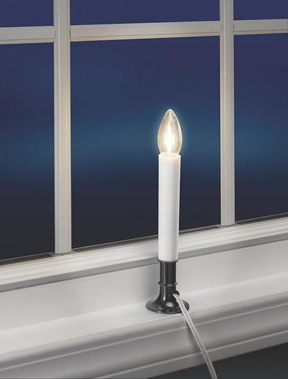 Xodus Innovations AC1120A-8 Electric Plug-in 8.25 inch Flameless Window Candle with Dusk to Dawn Light Sensor Timer,White Candle with Black Base Pack of 8