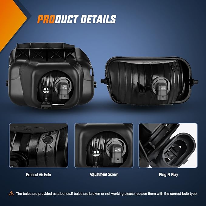 Nilight Fog Light Assembly Compatible with 2003 2004 2005 2006 2007 Chevy Silverado 1500 2500 3500 2002-2006 Avalanche w/o Body Cladding with H10 Halogen Bulbs Amber Lens