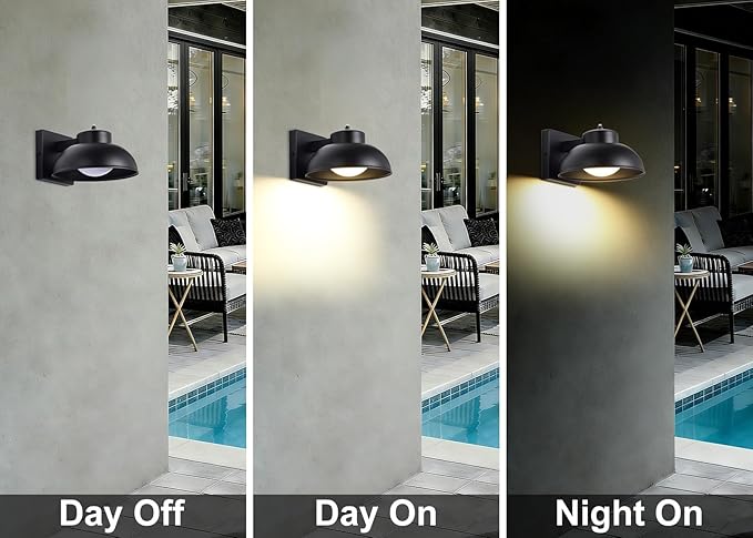 Black Exterior Light Fixtures, 2 Pack Dusk to Dawn LED Outdoor Wall Lights, 12W Integrated 3000K Farmhouse Barn Sconce, Waterproof LED Porch Lights Outdoor for Front Door, Garage, Entryway