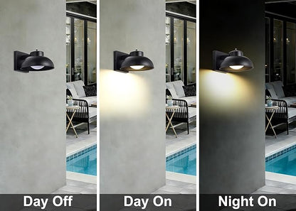 Black Exterior Light Fixtures, 2 Pack Dusk to Dawn LED Outdoor Wall Lights, 12W Integrated 3000K Farmhouse Barn Sconce, Waterproof LED Porch Lights Outdoor for Front Door, Garage, Entryway