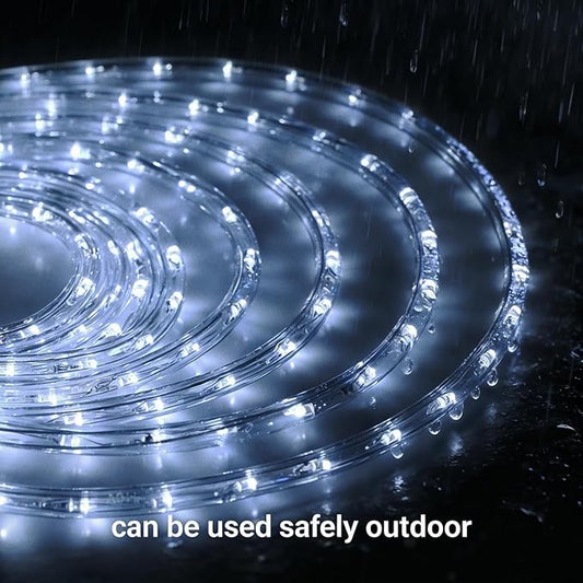 100Ft LED Rope Lights, 1080 LEDs Waterproof Rope Lights, 110V Cuttable Connectable Rope Lights Waterproof Decorative Lighting for Indoor/Outdoor, Halloween and Christmas Decorations(Cold White)