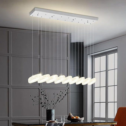 Rectangular Crystal Chandelier for Dining Room Pendant Chandelier for Kitchen Modern Linear Crystal Chandeliers Over Table Silver 9 Lights
