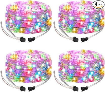 BTF-LIGHTING Chasing Dream Full Color Twinkle Decorative Light 4Pack 16.4ft Total 200LED Addressable WS2812B IC Fairy String DC5V for Kid's Bedroom, Christmas Tree, Party(No Adapter or Controller)