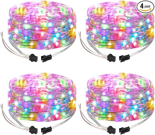 BTF-LIGHTING Chasing Dream Full Color Twinkle Decorative Light 4Pack 16.4ft Total 200LED Addressable WS2812B IC Fairy String DC5V for Kid's Bedroom, Christmas Tree, Party(No Adapter or Controller)