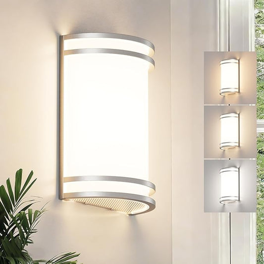 Aipsun Modern Wall Sconces 15W LED Indoor Hardwired Dimmable 3000K 4000K 5000K Wall Lights for Living Room Hallway Bedroom (Brushed Nickel)