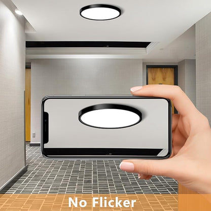 CHARYJOD LED Flush Mount Ceiling Light Fixture, 12Inch 24W Led Ceiling Light 5000K 2300LM Ultra Thin Flat Surface Panel Light Low Profile Ceiling Light for Bedroom Kitchen Bathroom Garage Living Room
