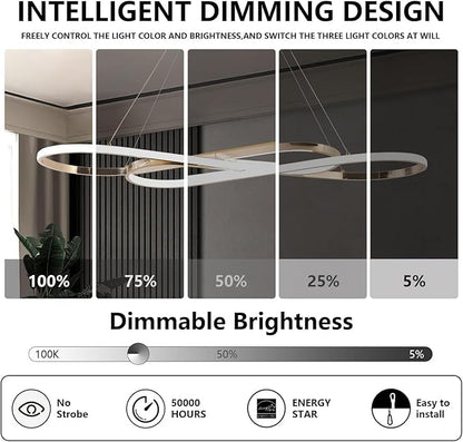 Dimmable Modern for Dining Room Chandelier Light Fixture Over Table with Remote