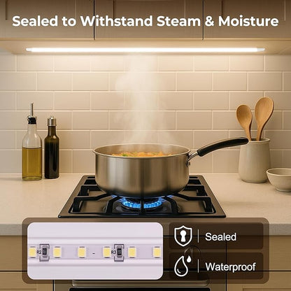36inch Plug in Under Cabinet Lighting Strip for Kitchen, 120V Bright LED Under Counter Lights 6000k White Slim, Luces para Cocina Bajo Gabinete Under Shelf Wired Light for Sink/Workbench/Bookshelf