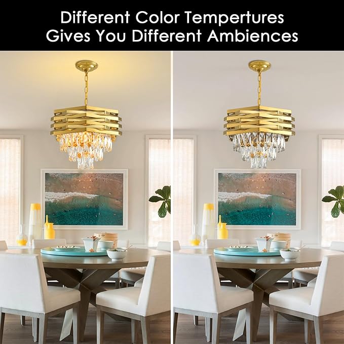 Modern Crystal Chandelier Gold Round Chandeliers for Dining Room Chandelier for Living Room Entryway Foyer Bedroom Kitchen Small Flush Mount Ceiling Pendant Light Fixtures 5-Lights W15.7