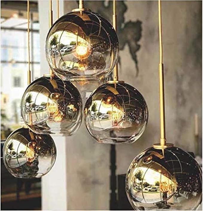 Gradient Color Glass Pendant Light,Modern Glass Hanging Light Chandelier Light (Gold, 30cm)