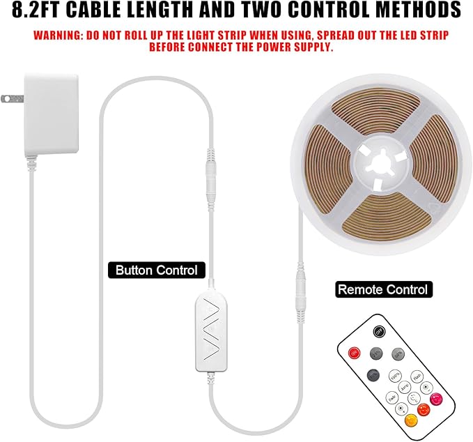 Tatazone 32.8ft 4000K White COB Led Strip Lights with Remote, Dimmable CRI93+ Bright Neutral White COB Light Strip, Indoor COB Led Lights for Kitchen, Room, Cabinet