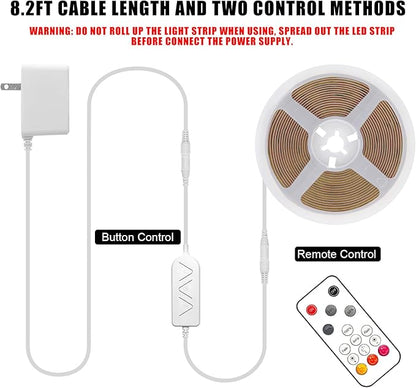 Tatazone White COB Led Strip Light Max with RF Remote, 16.4ft 6500K CRI93+ Dimmable Ultra Bright Daylight White COB Light Strip, Indoor COB Led Lights for Mirror, Kitchen, Room, Cabinet, Closet