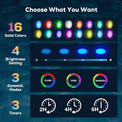 VICHTOP Rechargeable Pool Lights - 1 Pack, IP68 Waterproof Submersible LED Pool Lights with Remote, Underwater Pool Decor Light Accessories for Inground Pools, Above Ground Pools, Party Decoration
