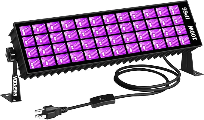 100W LED Black Light Bar, IP66 Waterproof Blacklight with 6ft Cord+Plug+Switch, Black Lights for Neon Glow Party, Fluorescent Poster, Body Paint, Birthday, Bedroom, Halloween, Christmas