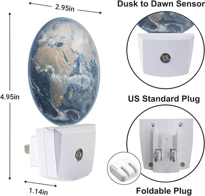 Planet Plug-in Nightlight Earth with Continents Oceans Plug-in Nightlight Energy Saving 0.5W LED Lighting for Boys Girls Men Women