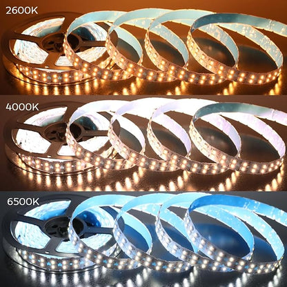 Bright Double Row Bendable RGBCCT 5in1 LED Strip 24V 660LEDs Micro Serrated And Center Cutout PCB Flexible S LED Strip RGB+W+WW 5 Colors In 1 LED (20mm Wide) 16.4ft (Dual Row 660LEDs IP20)