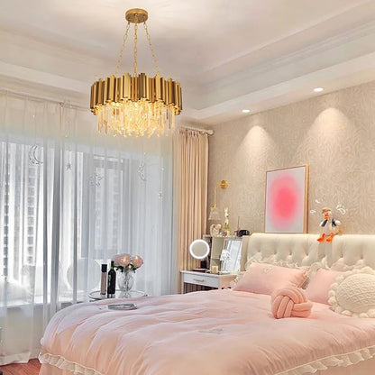 Modern Crystal Lighting 9 Lights Gold Chandelier Light Fixture Dining Room Chandeliers Living Room Bedroom Foyer Hallway Contemporary Chandelier with Light W22in