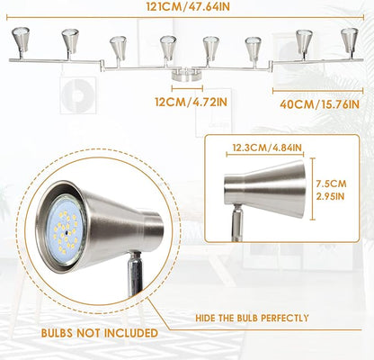 LABOREDUCER LED 8 Light Track Lighting Fixture Flexible, Adjustable Ceiling Spot Light with GU10 Track Light Head, Accent Lighting Foldable Swing Arm Brushed Nickel(Bulbs Not Included)
