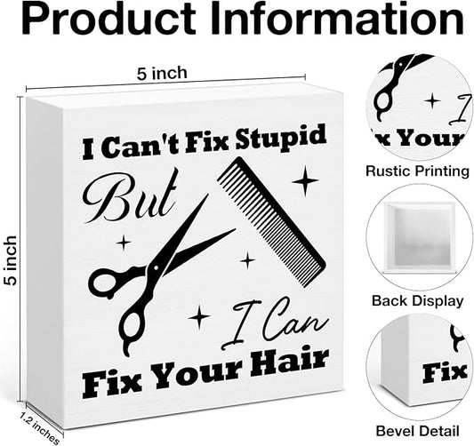 Hair Stylist Gifts, Hairdresser Gifts for Women Men, Barbershop Hair Salon Decor Sign for Desk Table Shelf 5 x 5 Inches