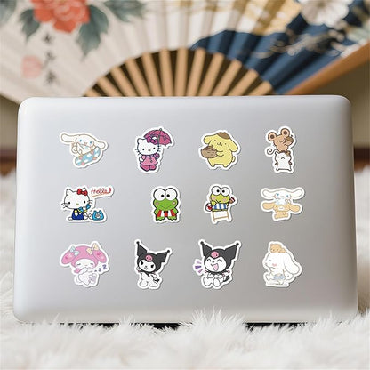 100Pcs Cartoon Kawaii Sanrio Stickers for Kids,Vinyl Waterproof Kuromi Kitty Melody Stickers for Water Bottle Laptop Computer Phone Luggage Skateboard Lunchbox Decals Gifts for Kids Teen Adults