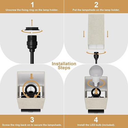 Bedside Lamps, Table Lamp with USB C+A Charging Ports, 3 Way Dimmable Touch Control, Small Nightstand Lamps for Bedroom, Home Decor, Living Room, LED Bulbs Included, Upgraded Beige