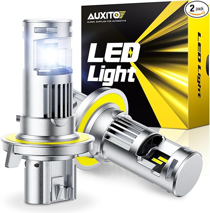 AUXITO H13 Bulb-44000 Lumen 6500K White, OEM Mini Size, Easy Plug & Play Installation, Halogen Fog Light Replacement, Error-Free CANBUS System, Pack of 2