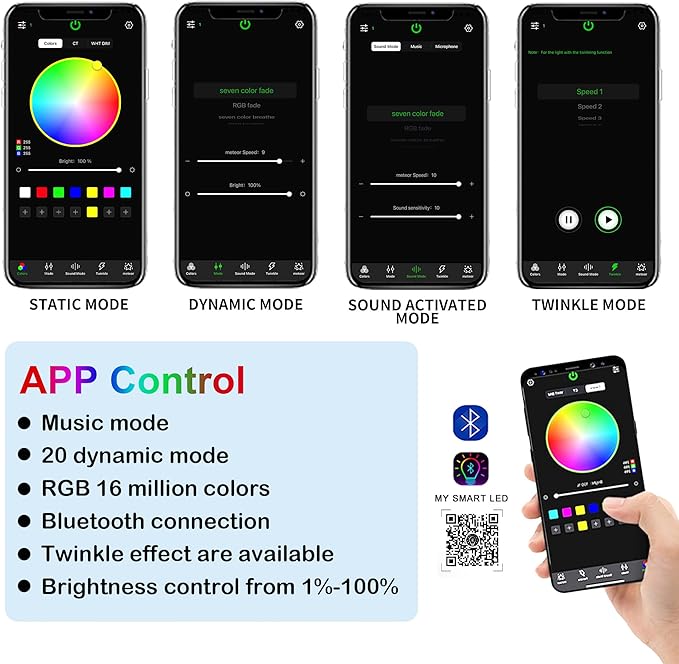 ATOKEE Starlight Headliner Kit 1100pcs 0.03in 13.1ft, 20W Twinkle Dual-Head Fiber Optic Star Lights for Car Roof Controlled with APP/Remote