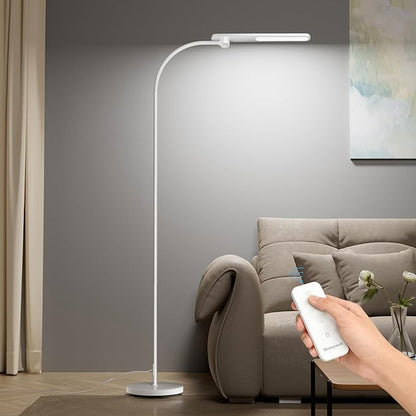 Honeywell LED Floor Lamp with Remote, CRI97 Full Spectrum Eye-Caring Reading Lamp, Stepless Dimmable 3000K-5000K Task Floor Lamp with Flexible Gooseneck for Living Room, Bedroom, Office