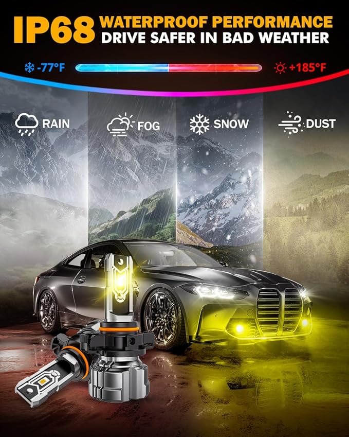 Auxbeam 2504 PSX24W Fog Lights, 10000LM 3000K Golden Yellow, 2504 Offroad Light or Fog Light