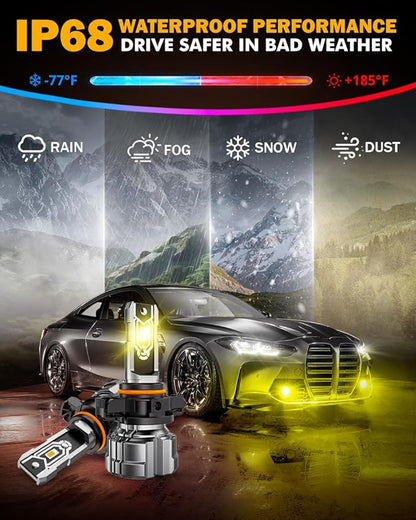 Auxbeam 2504 PSX24W Fog Lights, 10000LM 3000K Golden Yellow, 2504 Offroad Light or Fog Light