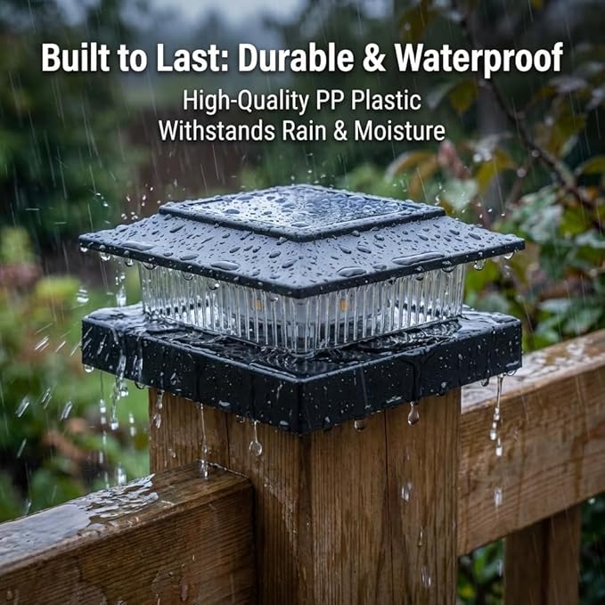 4x4 Solar Post Cap Lights 12 Pack, Fence Post Solar Lights with Warm White/Cool White, Only Fit 4x4 Wood/Vinyl Posts, Waterproof Outdoor Deck Post Light for Deck, Fence, Porch(Black)