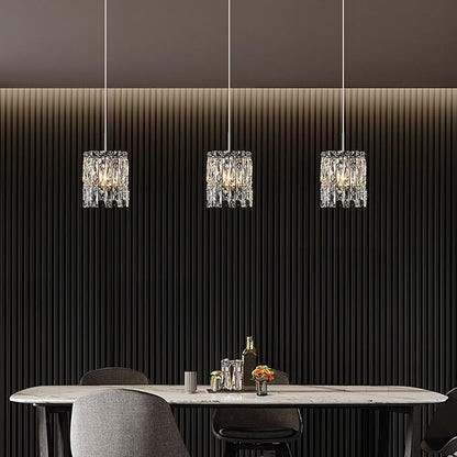 Modern K9 Crystal Pendant Lights Kitchen Island, Chrome Chandeliers for Dining Room Light Fixtures Over Table,Hanging Lighting for Kitchen Island Entryway Bathroom BedHead Chandelier