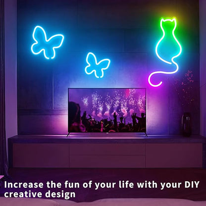 LED Neon Rope Lights 50FT,IP65 Waterproof LED Strip Lights,Music Sync LED Lights with Remote and APP Control, 24V RGB LED Rope Lights for Bedroom,Holiday Decoration（with Snap &Screws）