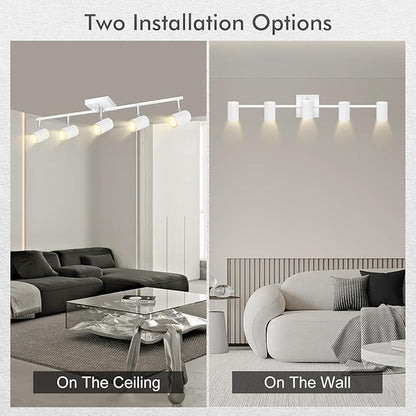 AUQUEE 5 Light Track Lighting Fixtures Ceiling, Matte White Kichen Track Lighting, Rotatable Light Heads, Adjustable Modern LED Track Lights for Kitchen/Living Room/Hallway/Bar,GU10 Bulb Not Included