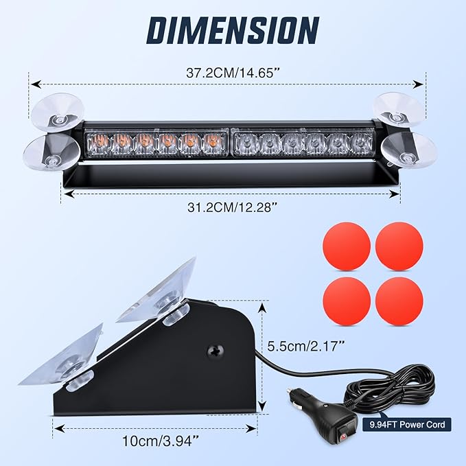 Nilight 12LED Traffic Advisor Strobe Light Bar Amber Green Emergency Warning Hazard Safety Dash Front/Rear Windshield Flashing Lights for Cars Trucks Police Firefighter Plow Construction Vehicles