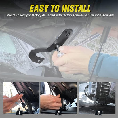 Nilight Ditch Light Brackets Hood Hinges Mount Bracket Kit for Auxiliary Offroad LED Pod Light Work Light on 2005-2015 Toyota 4Runner