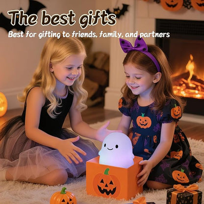 Ghost Night Light Color Changing, Cute Cloud Decor with Colors & 50Hrs, Tap Control Light Up Ghost for Kids, Rechargeable Halloween Gifts, [Mothers Day Gifts]