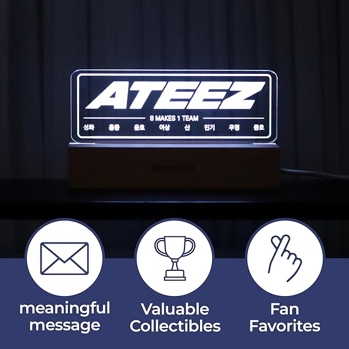 at.zee Night Light, Kpop Merchandise, Korean Idol Lamp for Atiny, 7RGB Color, Dimmer, 8.3 x 4.2 x 1.7