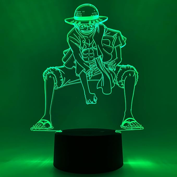 Otaku Lamps Luffy One Piece – Anime Lamp Figure Night Light, 16 Color RGB LED – 3D Anime Room Décor Gift for Otaku