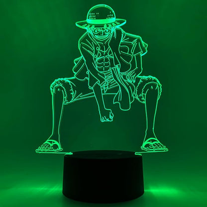Otaku Lamps Luffy One Piece – Anime Lamp Figure Night Light, 16 Color RGB LED – 3D Anime Room Décor Gift for Otaku