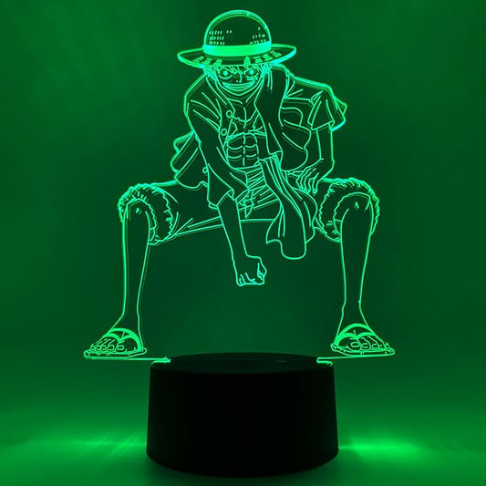 Otaku Lamps Luffy One Piece – Anime Lamp Figure Night Light, 16 Color RGB LED – 3D Anime Room Décor Gift for Otaku