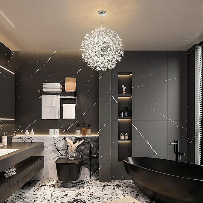 Modern Firework Chrome Crystal Chandeliers, Sputnik Dandelion Chandelier Light Fixture Pendant Lighting for Living Room, Dining Room, Restaurant, Bedroom, Kitchen- 16 Lights