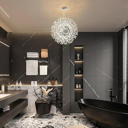 Modern Firework Chrome Crystal Chandeliers, Sputnik Dandelion Chandelier Light Fixture Pendant Lighting for Living Room, Dining Room, Restaurant, Bedroom, Kitchen- 16 Lights