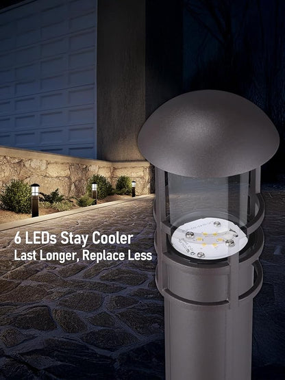 LEONLITE 8-Pack Low Voltage Landscape Pathway Lights 3W Landscape Lighting 12-24V LED Bollard Path Lights Wired CRI 90+ Aluminum Pathway Lighting for Walkway Yard Garden, ETL Listed, 4000K Cool White
