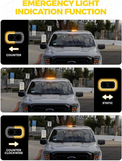 Xprite Amber Rooftop Emergency Strobe Light Bar, Beacon Safety Flashing Warnin Lights w/Control Panel Magnetic Base for Construction Trucks Plows Postal Security Cars