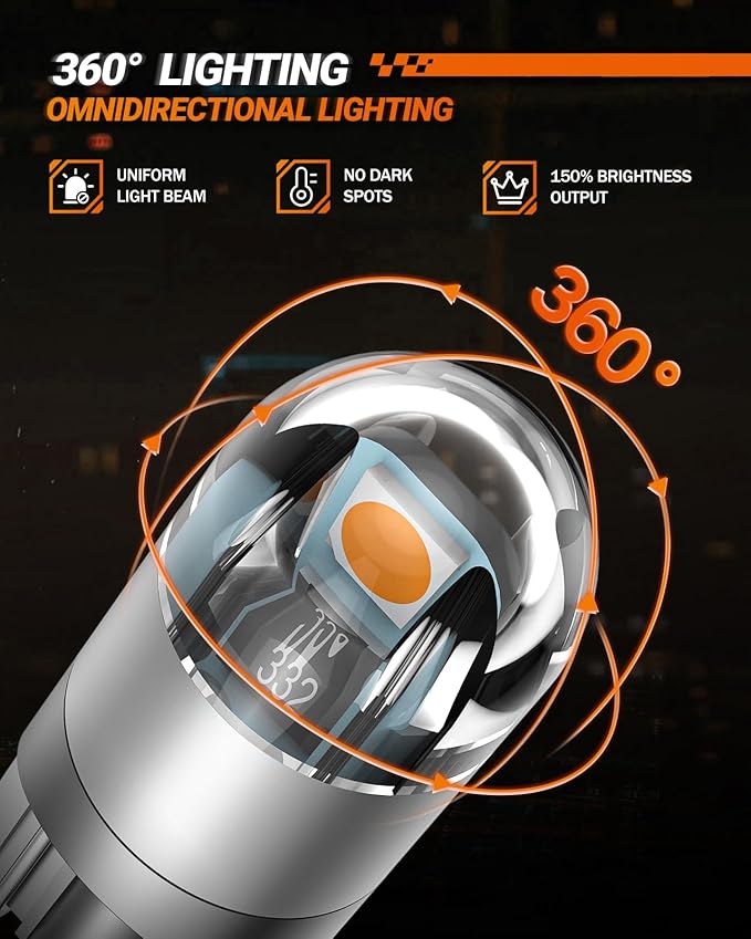 SEALIGHT 194 LED Bulb 2700K Amber, 168 2825 T10 W5W 3030 Bright LED Chips, Dome Light, Map Light, Door Light, Courtesy Light, License Plate Light, Pack of 10