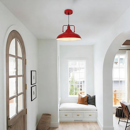 Red Pendant Lights Kitchen Island, Large Pendant Light 15.7" 3 Packs, Farmhouse Pendant Light, Modern Pendant Lights, Kitchen Pendant Lights, Pendant Light for Kitchen, Living Room, Bedroom